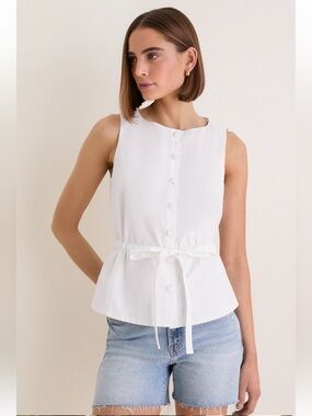 TUCKERNUCK White Cotton Poplin Francoise Top